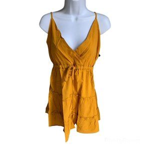 ZAFUL Drawstring Surplice Cami Mini Dress - Yellow L